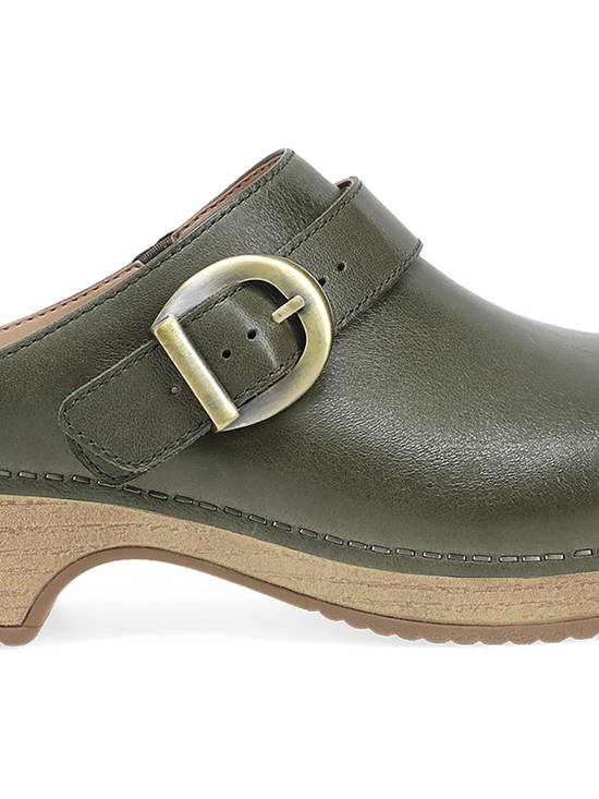 Dansko Shoes - Dansko Olive Green Leather Clogs with Swivel Strap/ Ivy